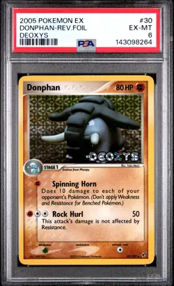 2005 POKEMON EX DEOXYS #30 DONPHAN-REVERSE FOIL PSA 6 - Image 1