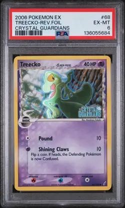 2006 POKEMON EX CRYSTAL GUARDIANS #68 TREECKO-REVERSE FOIL PSA 6 - Image 1