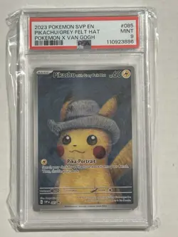 Pokemon Pikachu with Grey Felt Hat Van Gogh Full Art Promo SVP EN 085 PSA 9 Mint - Image 1