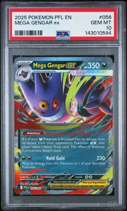 2025 Pokemon Pfl En-Phantasmal Flames #056 Mega Gengar Ex PSA 10 - Image 1