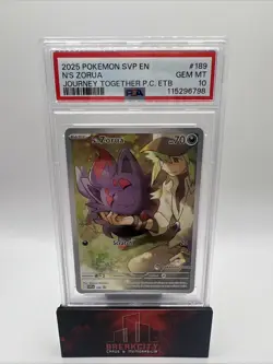 2025 POKEMON JOURNEY TOGETHER POKEMON CENTER SVP PROMO #189 N'S ZORUA PSA 10 - Image 1