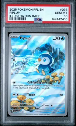 2025 POKEMON PFL EN-PHANTASMAL FLAMES ILLUSTRATION RARE #098 PIPLUP PSA 10 - Image 1