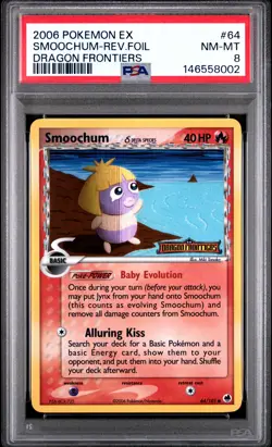 2006 POKEMON EX DRAGON FRONTIERS #64 SMOOCHUM-REVERSE FOIL PSA 8 - Image 1