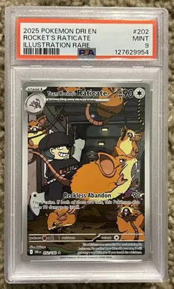 2025 POKEMON DRI EN-DESTINED RIVALS #202 ROCKET'S RATICATE IR PSA 9 POP 672 - Image 1