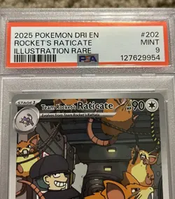 2025 POKEMON DRI EN-DESTINED RIVALS #202 ROCKET'S RATICATE IR PSA 9 POP 672 - Image 3