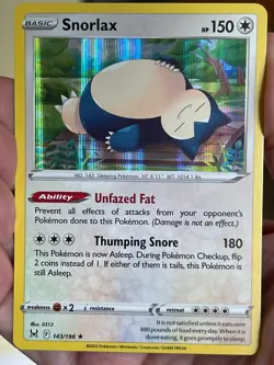 POKEMON SNORLAX 143/196 RARE HOLOFOIL LOST ORIGINS NM CARD - Image 1