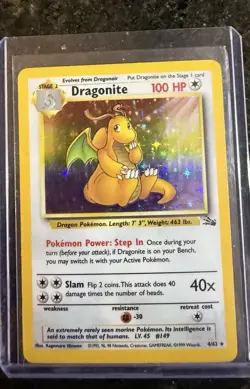 Pokemon1999 TCG Dragonite Fossil 4/62 Hologram Card Rare - Image 2