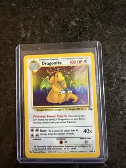 Pokemon1999 TCG Dragonite Fossil 4/62 Hologram Card Rare - Image 5