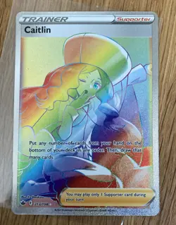 Pokemon Card Caitlin 213/198 Secret Rare Rainbow Chilling Reign SWSH Near Mint - Image 1