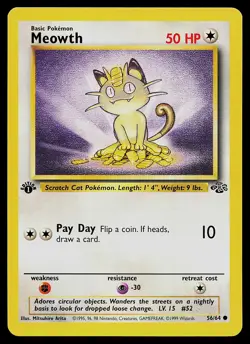 Pokemon Card - Meowth Jungle 56/64 Common 1st Edition - Image 1