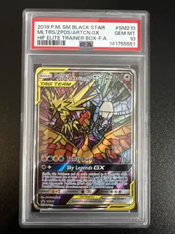 Moltres Zapdos Articuno GX SM210 PSA 10 Hidden Fates Black Star Promo Pokemon - Image 1