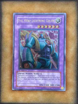 Yugioh Evil Hero Lightning Golem GLAS-EN039 Ultimate Rare 1st Ed LP - Image 1