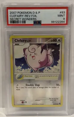 2007 Pokemon D&P Clefairy Reverse Holo Foil #83 Secret Wonders PSA 9 Mint Pop 2 - Image 1
