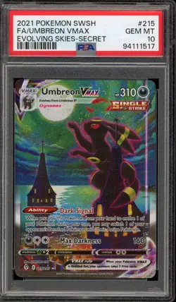 Pokemon Umbreon VMAX Evolving Skies Secret Rare Full Alt Art #215 PSA 10 - Image 1