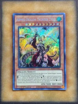 Yugioh Armed Dragon Thunder LV10 BLVO-EN001 Secret Rare 1st Ed LP - Image 1