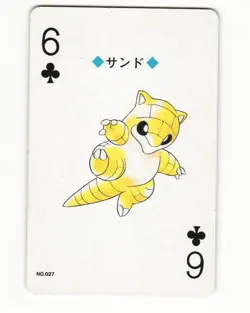 Sandshrew No. 027 6 Of Clubs 1999 Pokemon Poker Card Japanese LP - Image 1