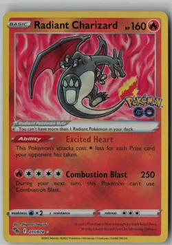 Radiant Charizard Holo Radiant Rare Pokemon GO 011/078 NM - Image 1