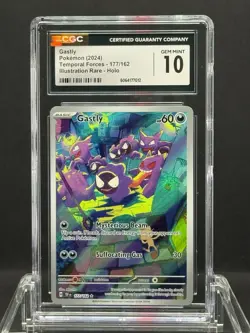 CGC 10 Gastly 177/162 Illustration Rare Sv05: Temporal Forces Pokemon - Image 1