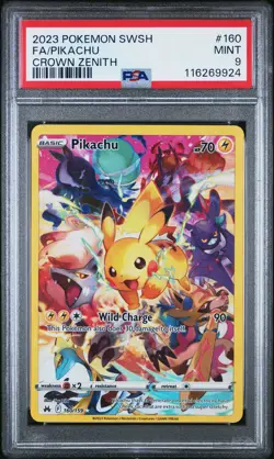 2023 POKEMON SWORD & SHIELD CROWN ZENITH #160 FULL ART/PIKACHU PSA 9 - Image 1