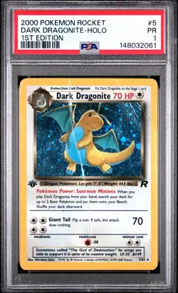 2000 POKEMON ROCKET 1ST EDITION #5 DARK DRAGONITE-HOLO PSA 1 - Image 1