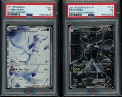 PSA 1 Sequential Set Reshiram Zekrom Full Art Black and White B&W 2011 Pokemon - Image 1