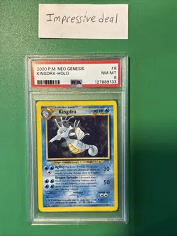 2000 Pokemon Neo Genesis Kingdra #8 Holo PSA 8 Graded 12/2025 - Image 1