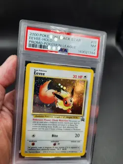 2000 POKEMON BLACK STAR PROMO EEVEE HOLO POKEMON LEAGUE TAIL SWIRL #11 PSA 7 - Image 3