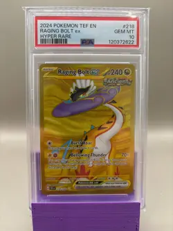 PSA 10 GEM Mint - Raging Bolt Ex #218 Pokemon Temporal Forces, Graded - Image 1