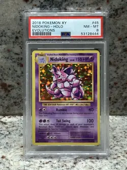 2016 Pokemon TCG Evolutions Nidoking Holo Rare Stage 2 45/108 PSA 8 - Image 1