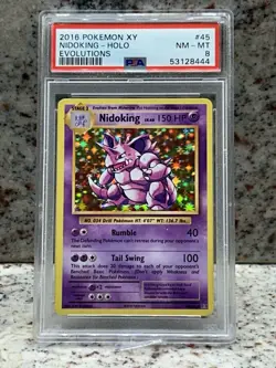 2016 Pokemon TCG Evolutions Nidoking Holo Rare Stage 2 45/108 PSA 8 - Image 2