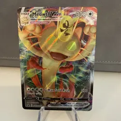 Pokemon TCG Meowth VMAX SWSH005 Black Star Promo Holo Card - Image 1