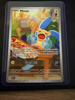 Pokemon Card Minun 194/182 Paradox Rift Illustration Rare Near Mint - Image 1