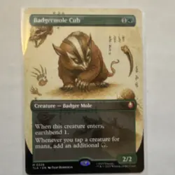 Wizards of the Coast MTG Badgermole Cub Full Art Green Common EN #0326 - Image 1