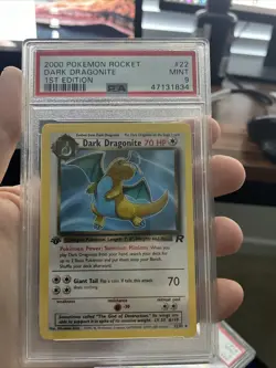 Pokemon 1st Edition Team Rocket Dark Dragonite Non-Holo 22/82 PSA 9 MINT - Image 1