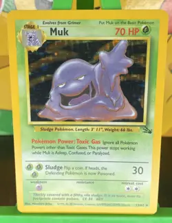 Pokemon TCG Muk Fossil Holo Card 13/62 Unlimited Rare, LP/NM Vintage 1999 WOTC - Image 1
