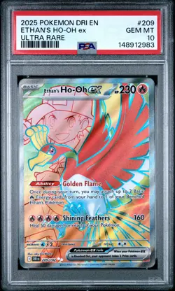 2025 POKEMON DRI EN-DESTINED RIVALS ETHAN'S HO-OH ex #209 PSA 10 - Image 1