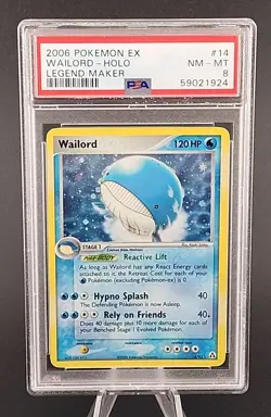 PSA 8 NM-MT 2006 Pokemon Wailord EX Legend Maker Holo Rare #14 - Image 1