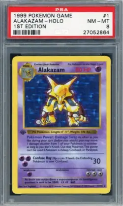 [PSA 8] 1ST EDITION SHADOWLESS Alakazam Holo 1/102 - 1999 Base Set - Pokemon TCG - Image 1
