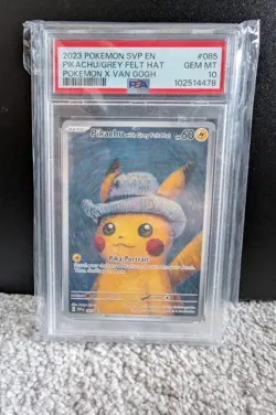 2023 POKEMON SVP EN-SV BLACK STAR PROMO #085 PIKACHU WITH GREY FELT HAT PSA 10 - Image 1