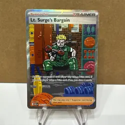 Pokemon Lt. Surge's Bargain 185/132 Special Illustration Rare Mega Evolution SIR - Image 1