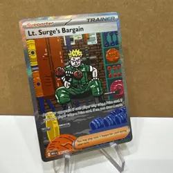 Pokemon Lt. Surge's Bargain 185/132 Special Illustration Rare Mega Evolution SIR - Image 2