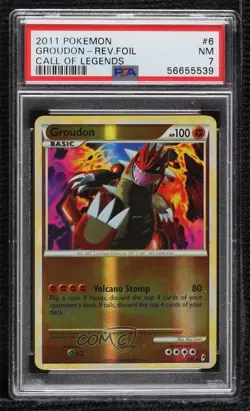 Groudon Reverse Foil Pokemon HeartGold & SoulSilver Call of Legends PSA 7 - Image 1