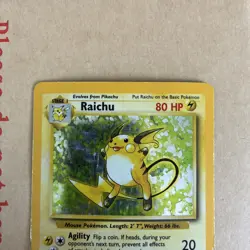 Pokemon TCG Raichu 14/102 Base Set Holo Card Vintage WOTC - MP/HP - Image 3