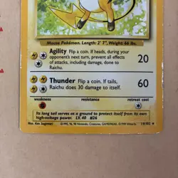 Pokemon TCG Raichu 14/102 Base Set Holo Card Vintage WOTC - MP/HP - Image 4