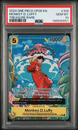 2024 ONE PIECE OP08-TWO LEGENDS TREASURE RARE #109 MONKEY D. LUFFY PSA 10 - Image 1