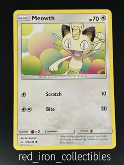 Meowth 125/181 Common Team Up Sun & Moon Pokemon Card 2019 - Image 1