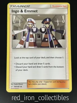 Ingo & Emmet 144/181 Uncommon Trainer Team Up Sun & Moon Pokemon Card 2019 - Image 1
