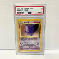 PSA 5 Gengar 5/64 Holo - WOTC Fossil - Graded Pokemon Card - Image 1