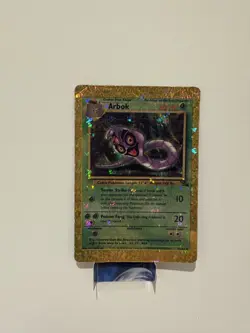 Arbok HOLO Prism Fossil Vending Golden Sticker Rare Pokemon Card Vintage Sparkle - Image 1