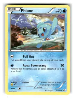 Phione 36/113 Rare Legendary Treasures Pokemon Lightly Played - Image 1